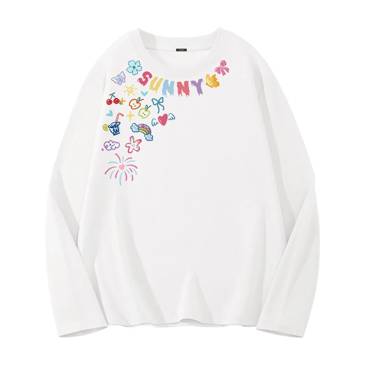 Футболка детская с принтом Sunshine Graffiti MINISO, White With Sunshine Graffiti Front Neck Logo
