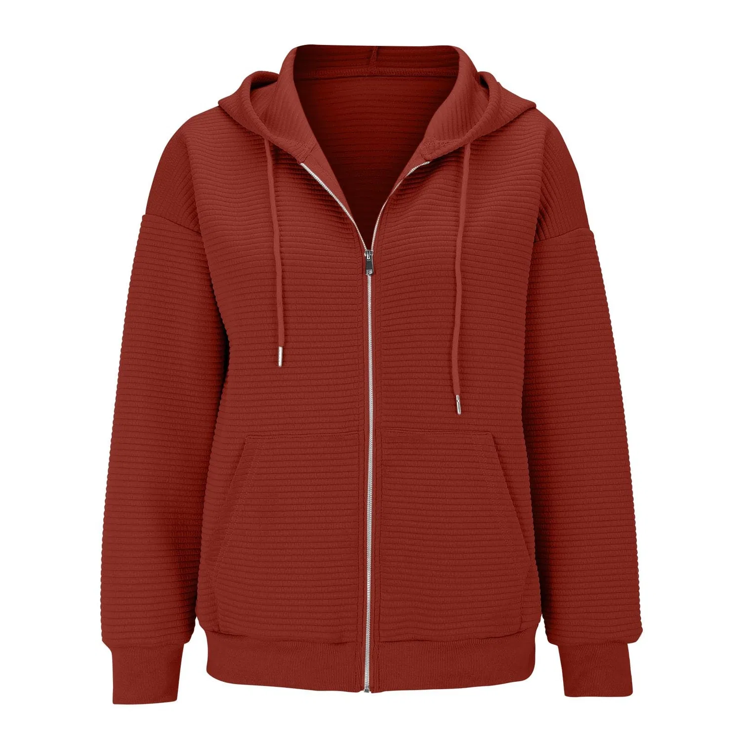Женское утеплённое пальто с капюшоном Women Full Zip Hoodies, Rosso — фото 4