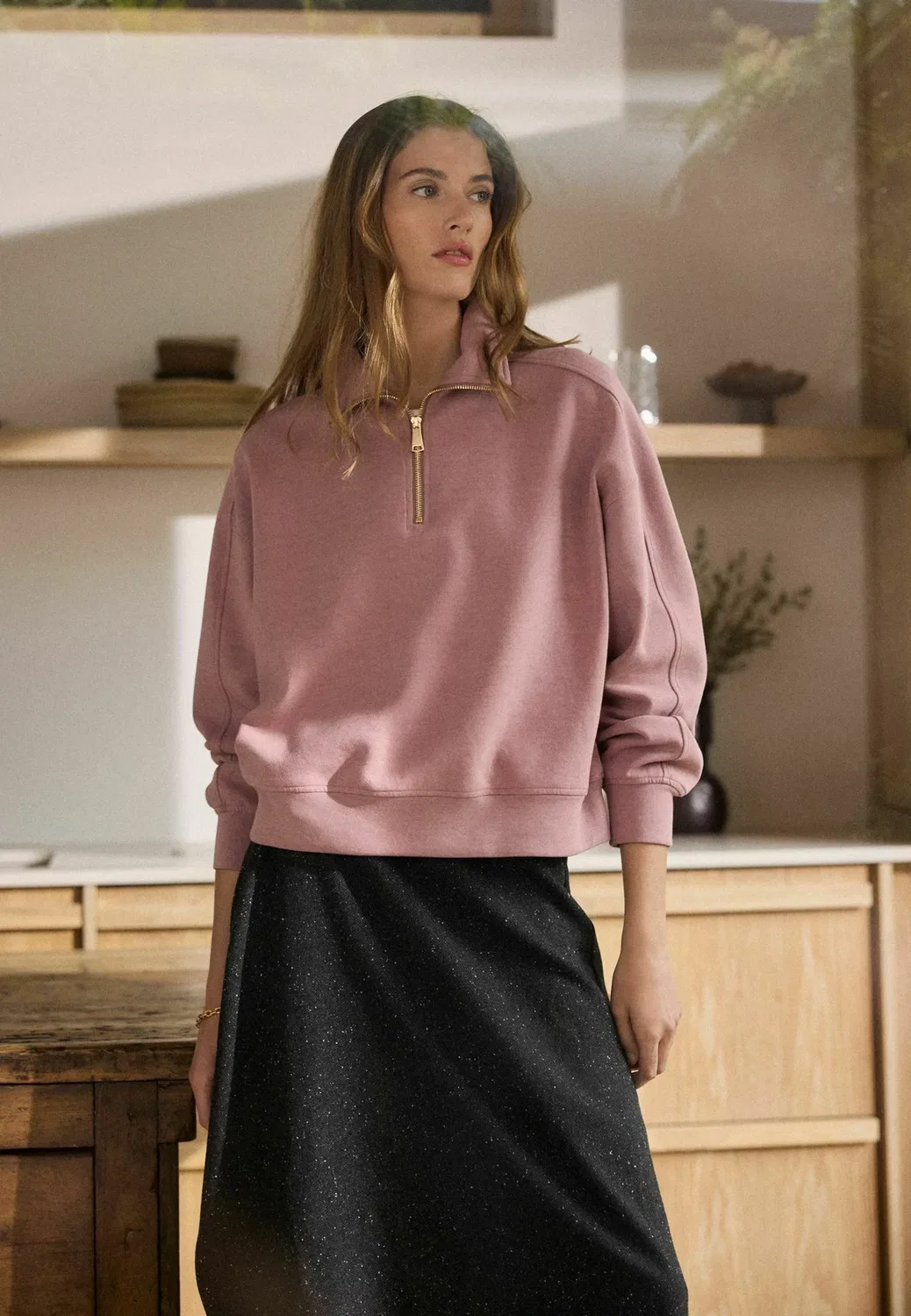 Толстовка N.Premium с застежкой-молнией на четверть длины - толстовка Next, Mauve Pink — фото 4
