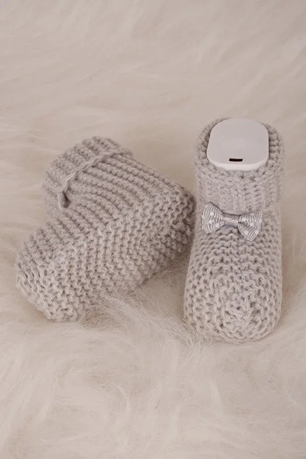 Детские пинетки для девочек трикотажные Basics Liljoy, Gray — фото 4