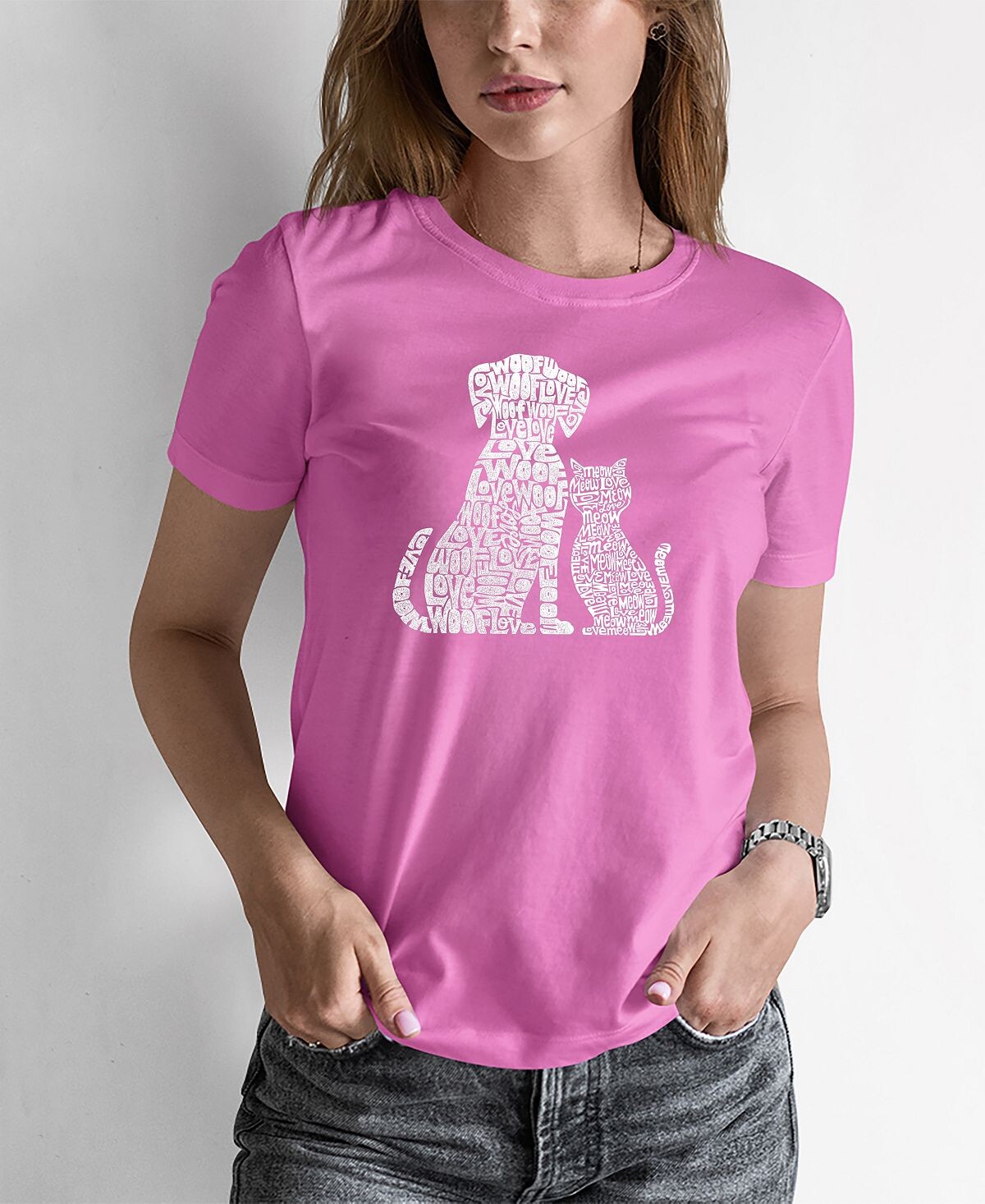 

Женская футболка word art dogs and cats LA Pop Art, розовый