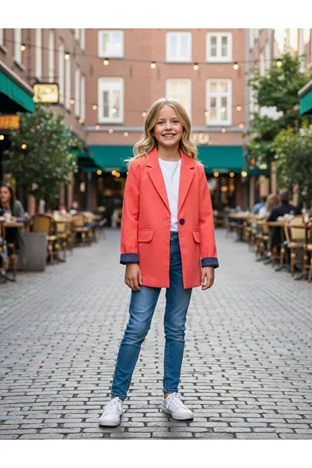 Детский блейзер для девочек джинсовый Basics Hilal Akıncı Kids, Orange