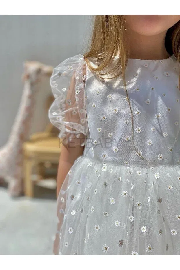 Детское платье для девочек с принтом Tiny Daisy Ketbaby, White