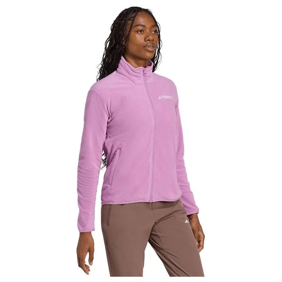Женская куртка из флиса с высоким воротником adidas W mt Ess Fz Fl, Фиолетовый — фото 4