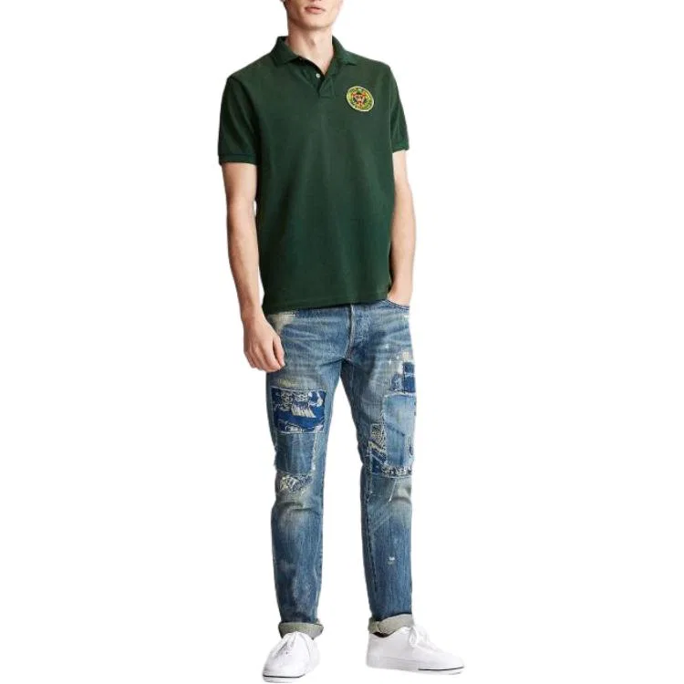 Мужское поло Polo Ralph Lauren Custom Slim Fit, Dark Green — фото 3