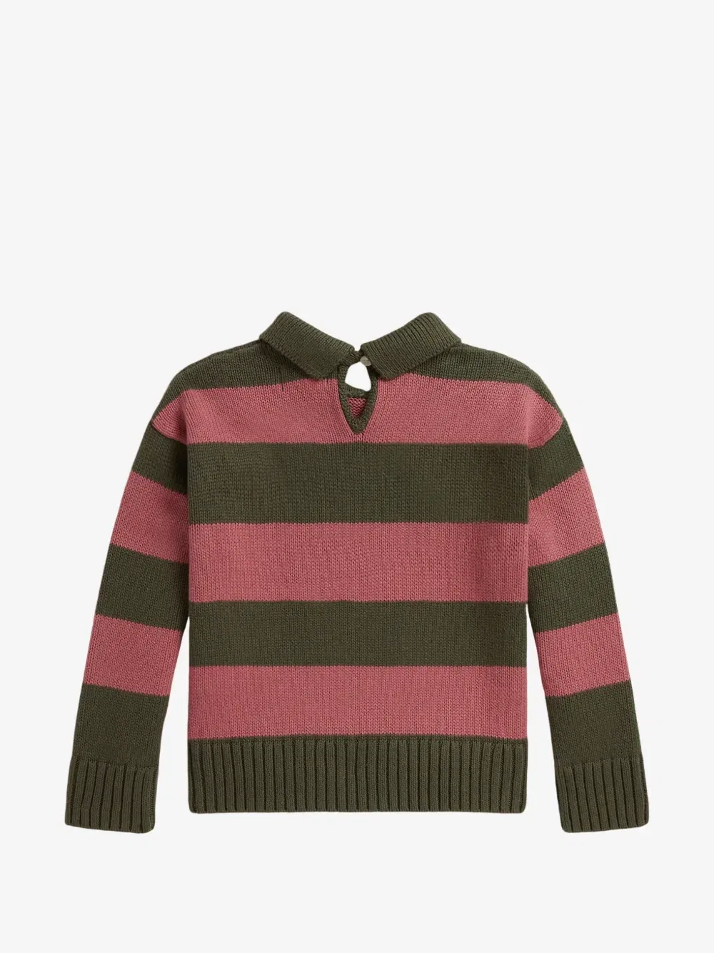 Полосатый свитер с воротником POLO RALPH LAUREN KIDS, зеленый — фото 2