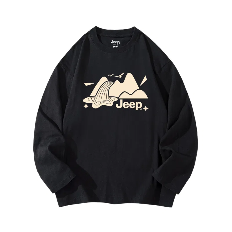 Детская футболка с круглым вырезом, хлопковая, модель Grade School, Jeep, Black