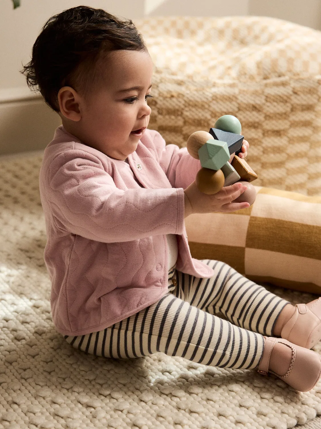 Куртка стеганая Pink Jersey Quilted Baby Jacket Next, розовый — фото 2