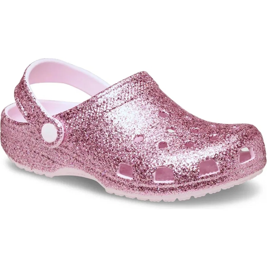 Тапочки спортивные с блестками Classic Chunky Glitter Clog Crocs, Бежевый — фото 2