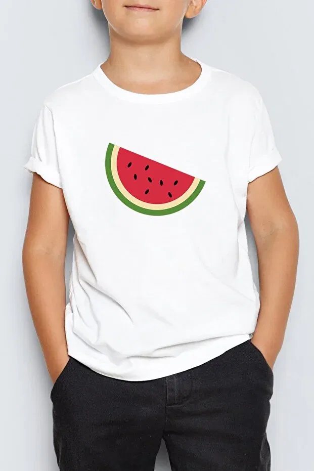 Детская футболка для мальчиков с принтом Watermelon pattern printed unisex kids t-shirt mr-01 Morinna, No Color — фото 2
