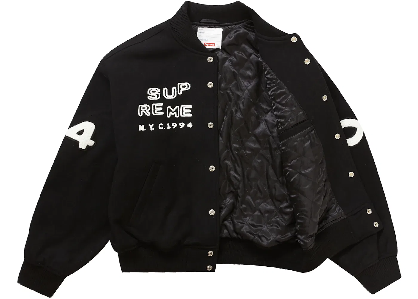 Мужская куртка-бомбер с вышивкой Supreme Tourist Varsity Jacket, Black — фото 2