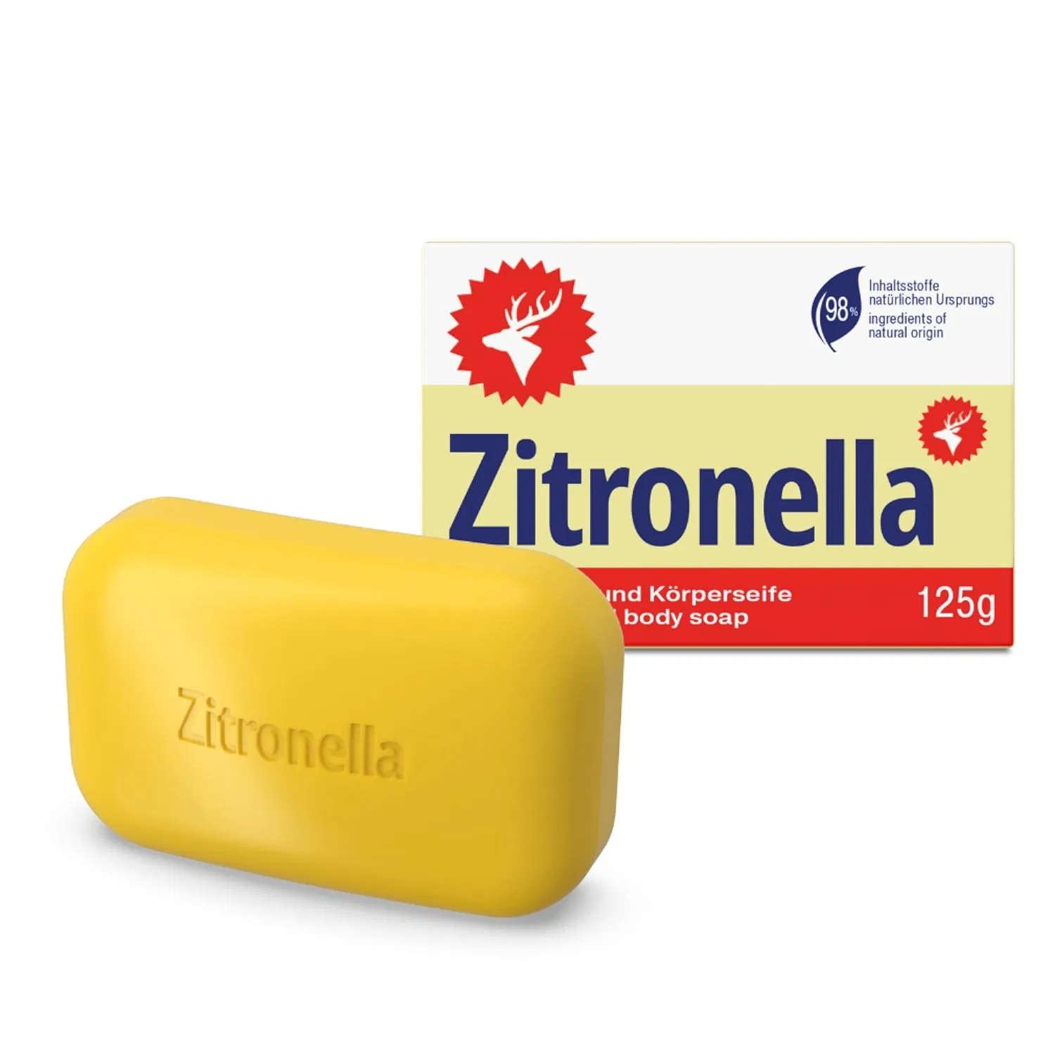 Твердое мыло для рук и тела с лимонным ароматом, Zitronella, 125 г, Yellow