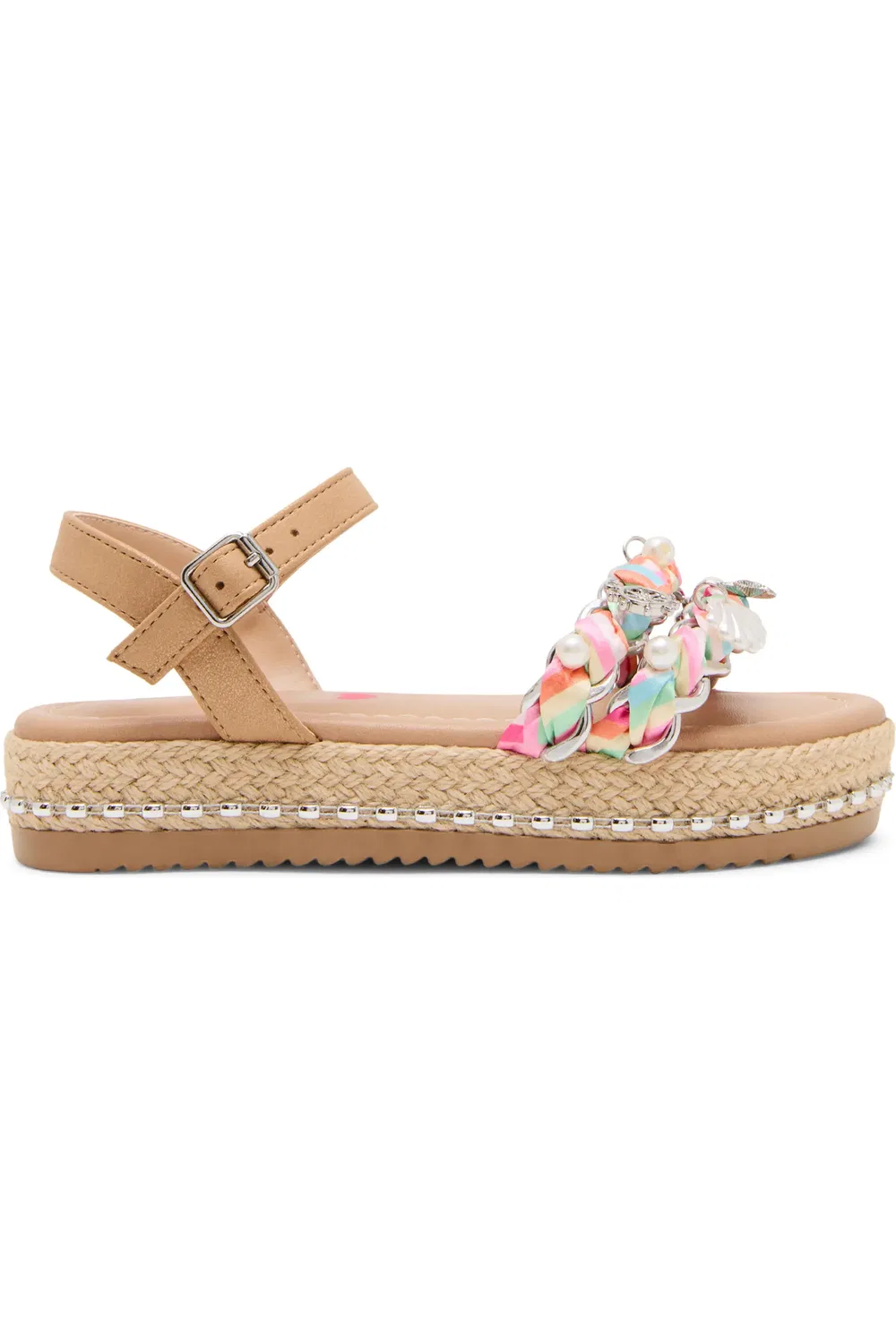 Детские сандалии платформа с лентами Jgizmo Steve Madden, Pink/Green Multi — фото 2