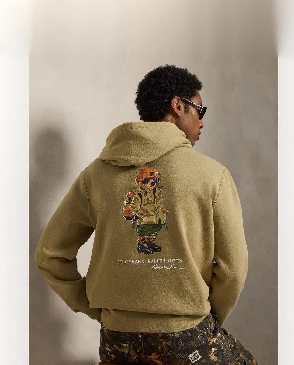 Мужская толстовка с капюшоном, Logo, Polo Ralph Lauren, бежевый — фото 2