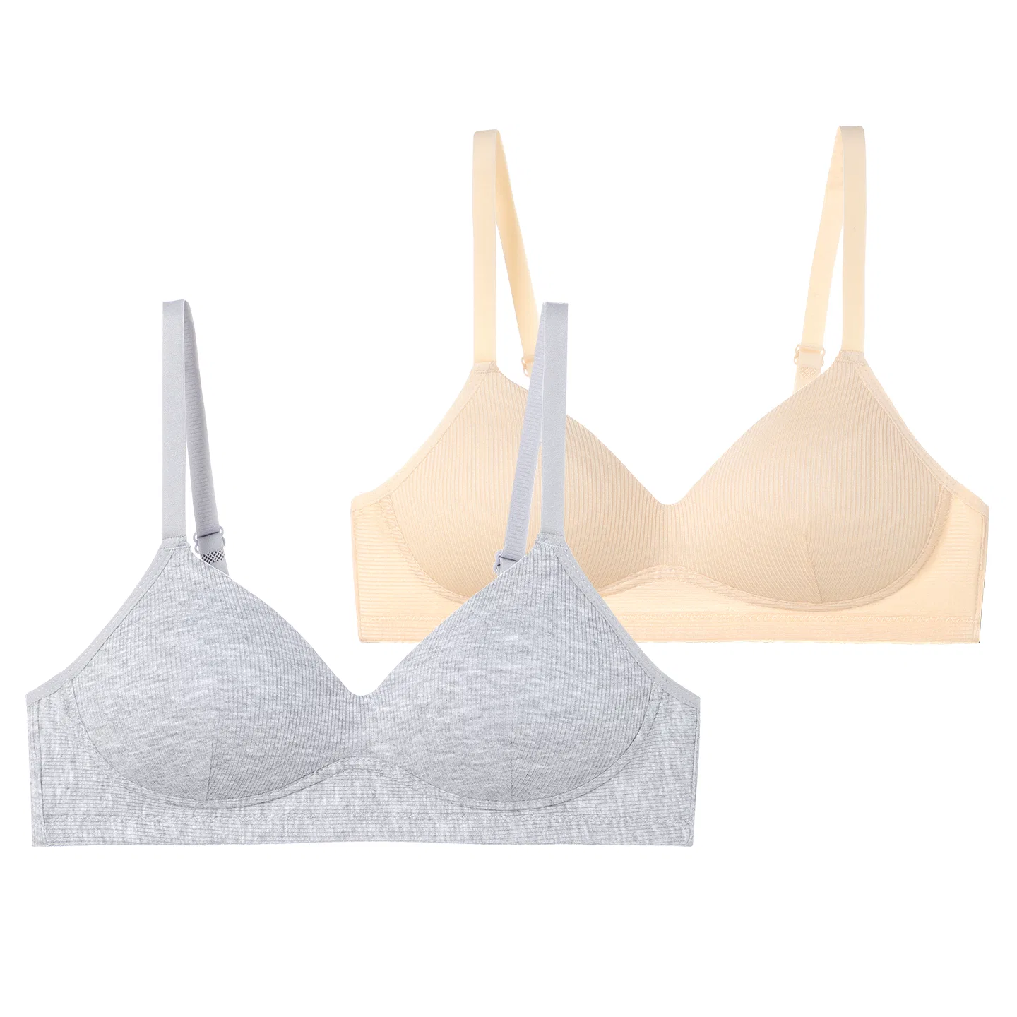 Детское бра для девочек без косточек Red bean, [2 Pieces] Heather Gray + Skin Tone