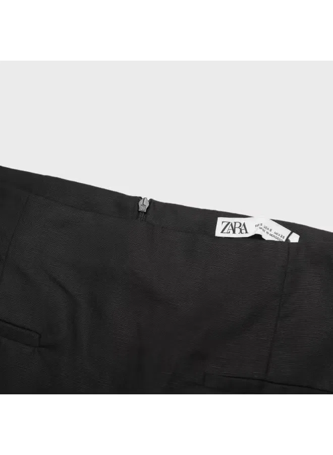 Юбка макси свободная с разрезом Zara, черный — фото 4