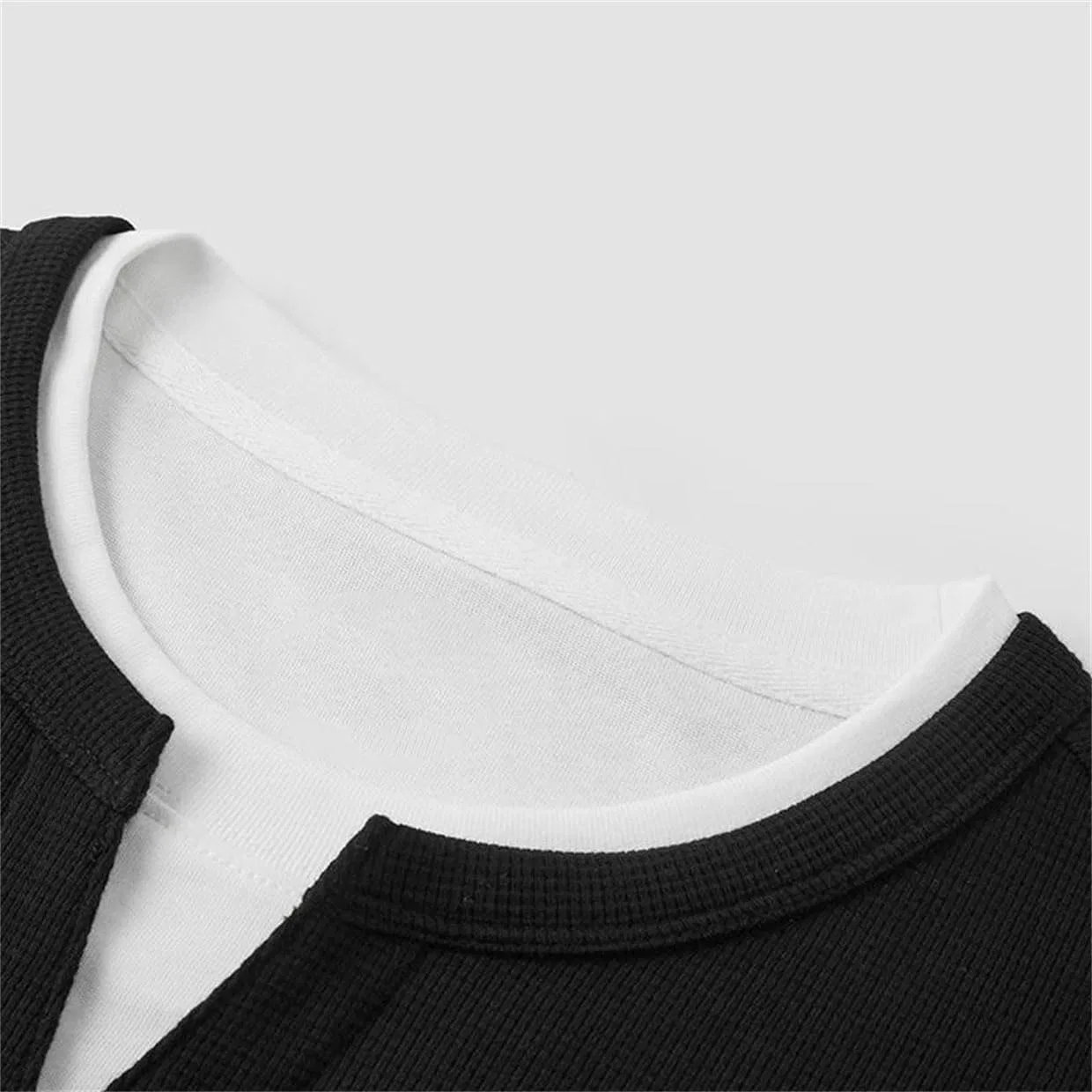 Мужская свободная футболка с длинным рукавом Generic, Black — фото 4