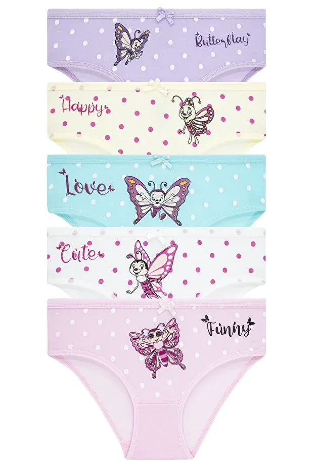Детские трусы для девочек с принтом 5 шт Slip Panties Biyokids, Multicolor