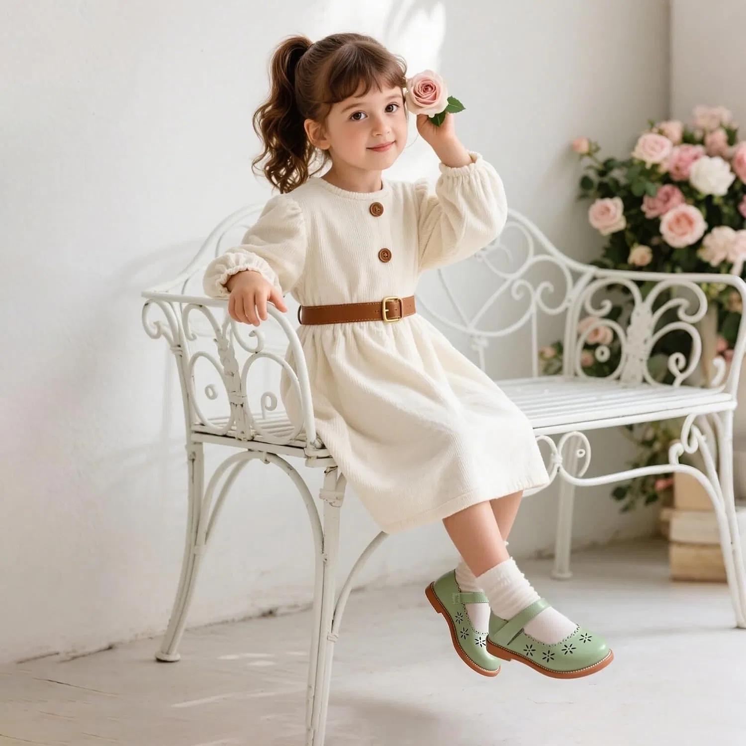 Детские туфли для девочек с вырезом Princess THEE BRON, Pistachio Green — фото 3