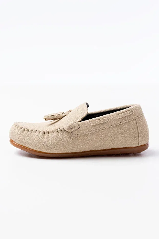 Детские лоферы для девочек на плоском ходу P Papuccum Ortopedi Çocuk Ayakkabıları, Beige — фото 4