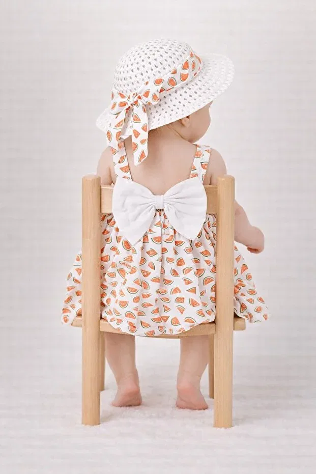 Детское платье для девочек с принтом Sweet Watermelon Print Chicsy Baby, Orange — фото 4