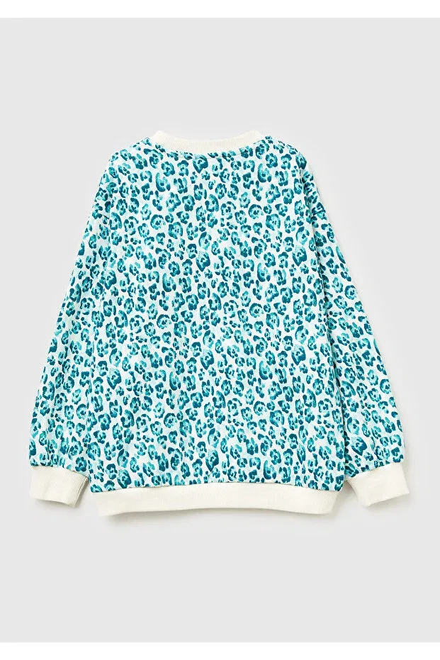 Детские свитшот для девочек с принтом United Colors Of Benetton, Mint Green — фото 2