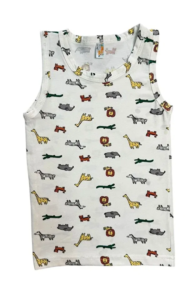 Детский комплект нижнего белья для мальчиков хлопковый Elephant Zebra Giraffe Lion Pattern Elmas Kids, White — фото 4