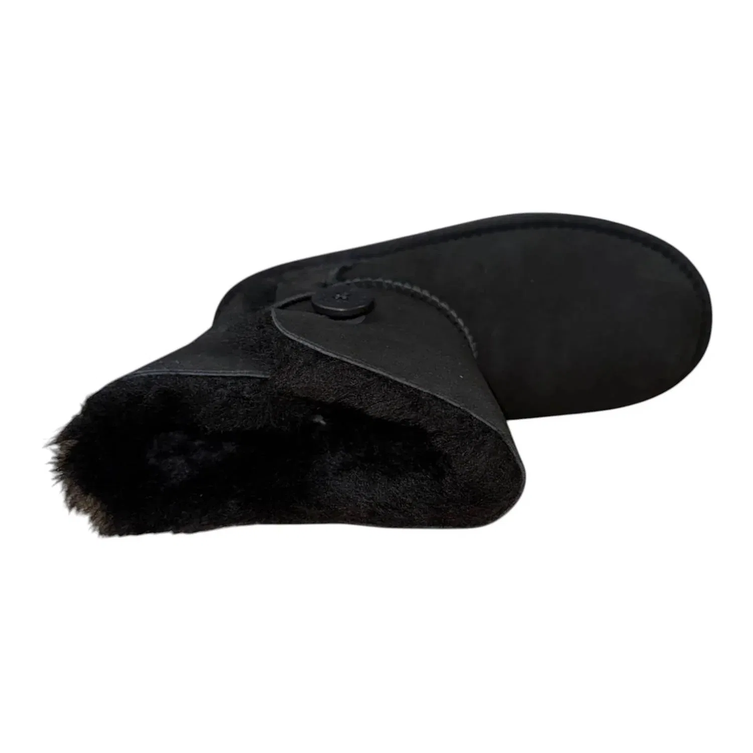 Детские зимние ботинки на кнопке с мехом Bailey Button II UGG, черный — фото 3