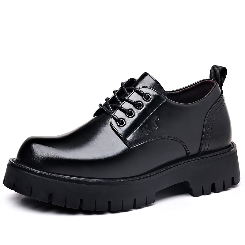 Мужские туфли черные KJ-3996 со скрытой платформой 6 см, цвет KJ-3996 Black Hidden Wedge 6CM — фото 3