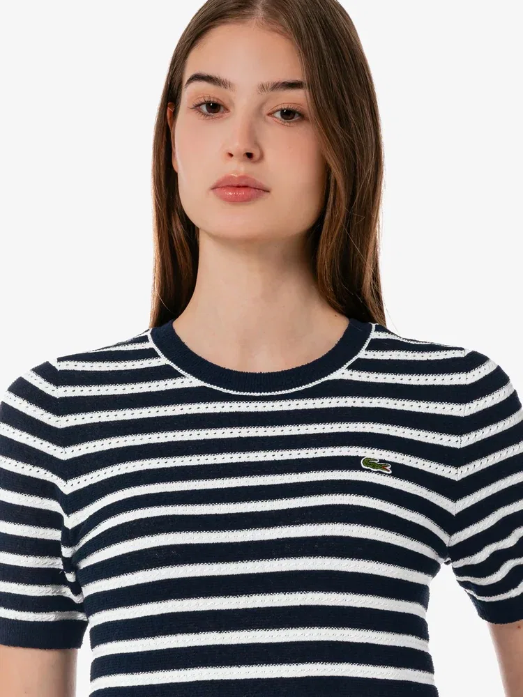 Свитер женский LACOSTE Navy с букле и полосками — фото 2