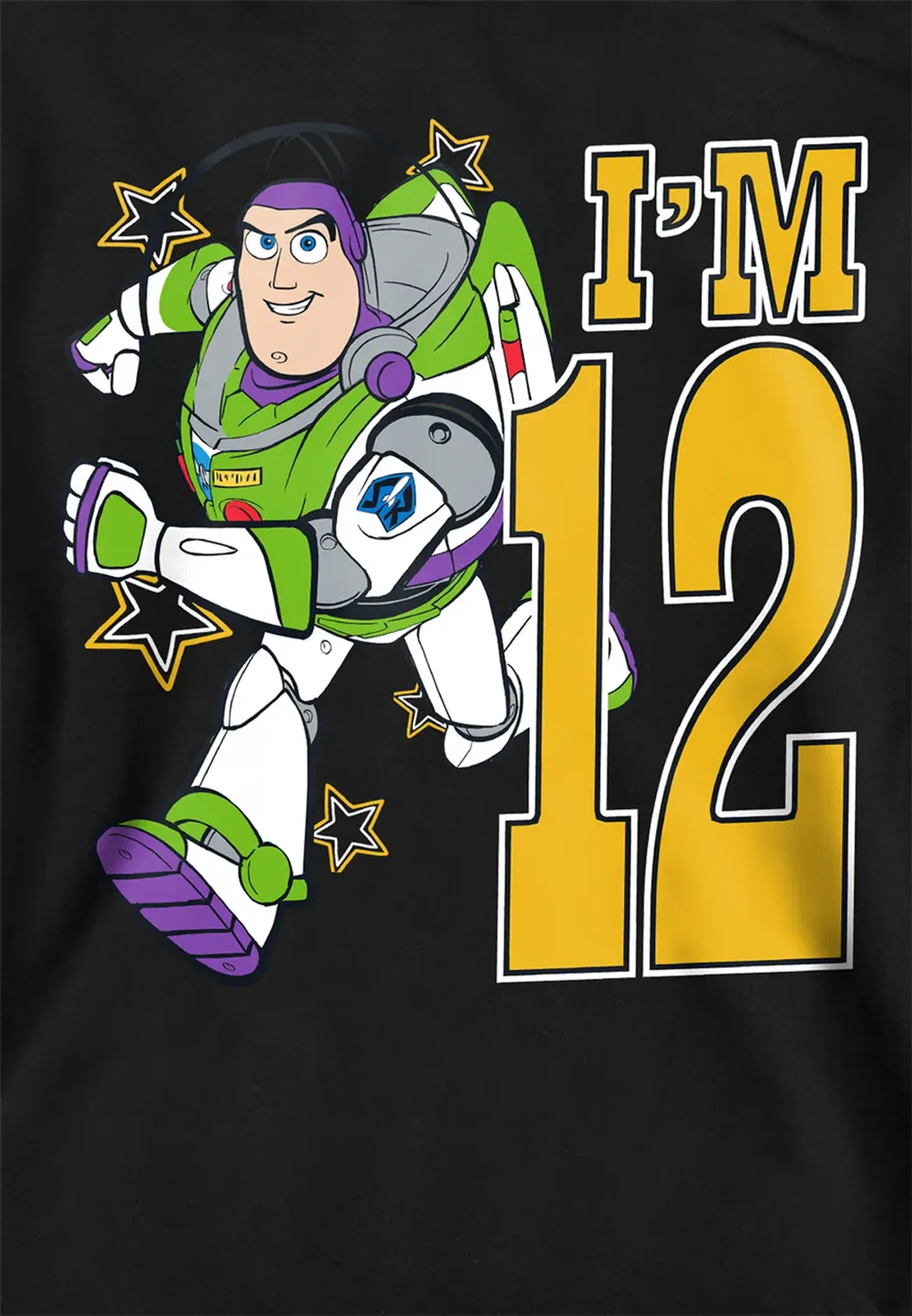 Детский худи с принтом Toy Story Birthday Buzz I'm 12 Disney, Black — фото 2