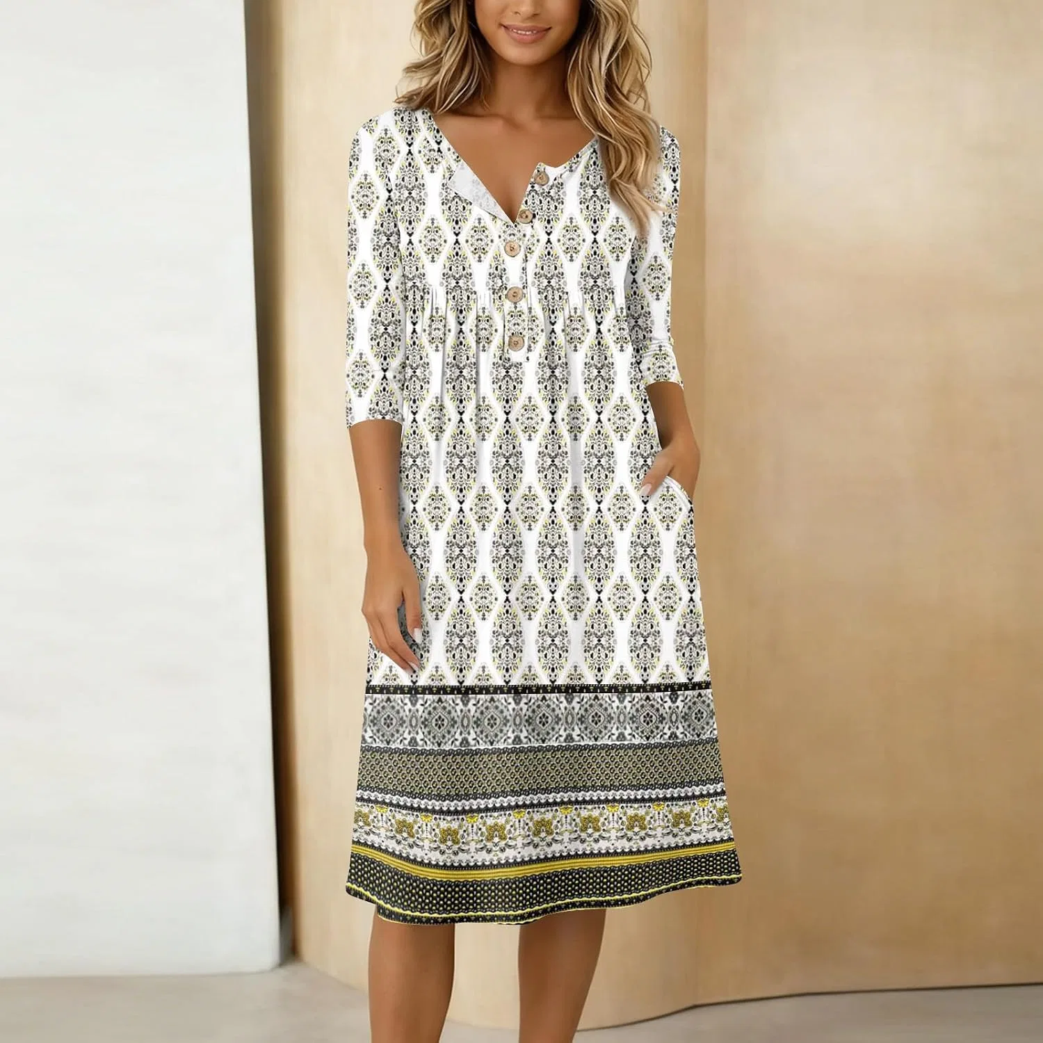 Женское повседневное платье свободного кроя с принтом, Green — фото 4
