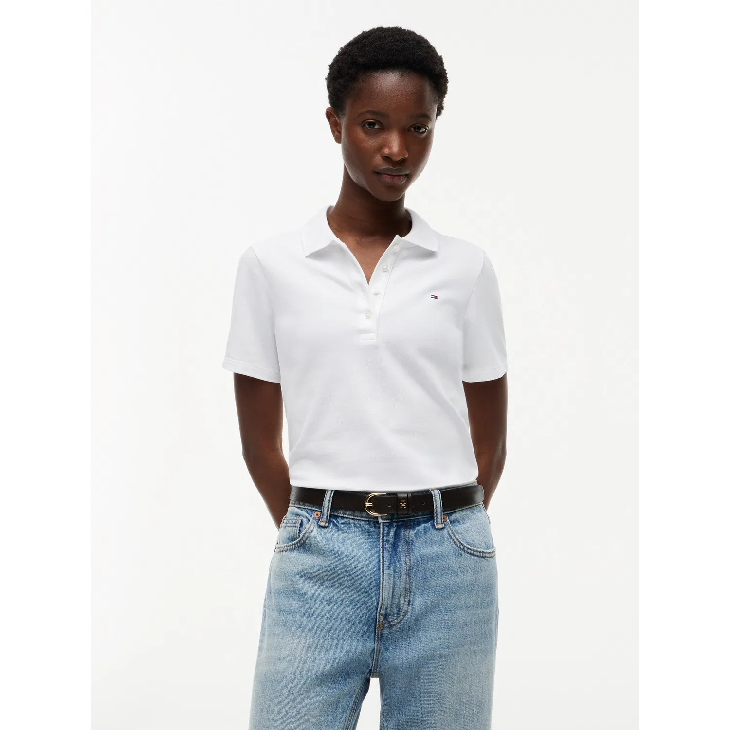 Женское приталенное поло Tommy Hilfiger, White