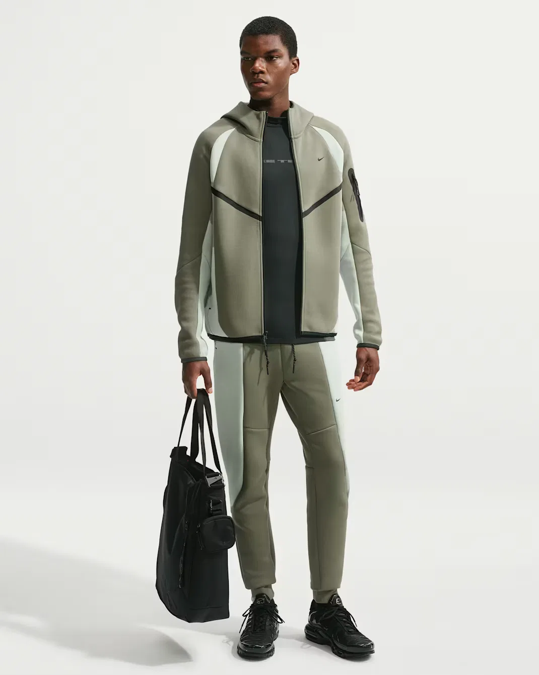 Мужская флисовая ветровка на молнии с цветовыми блоками Nike Tech, Silver Sage/Jade Horizon/Black — фото 4