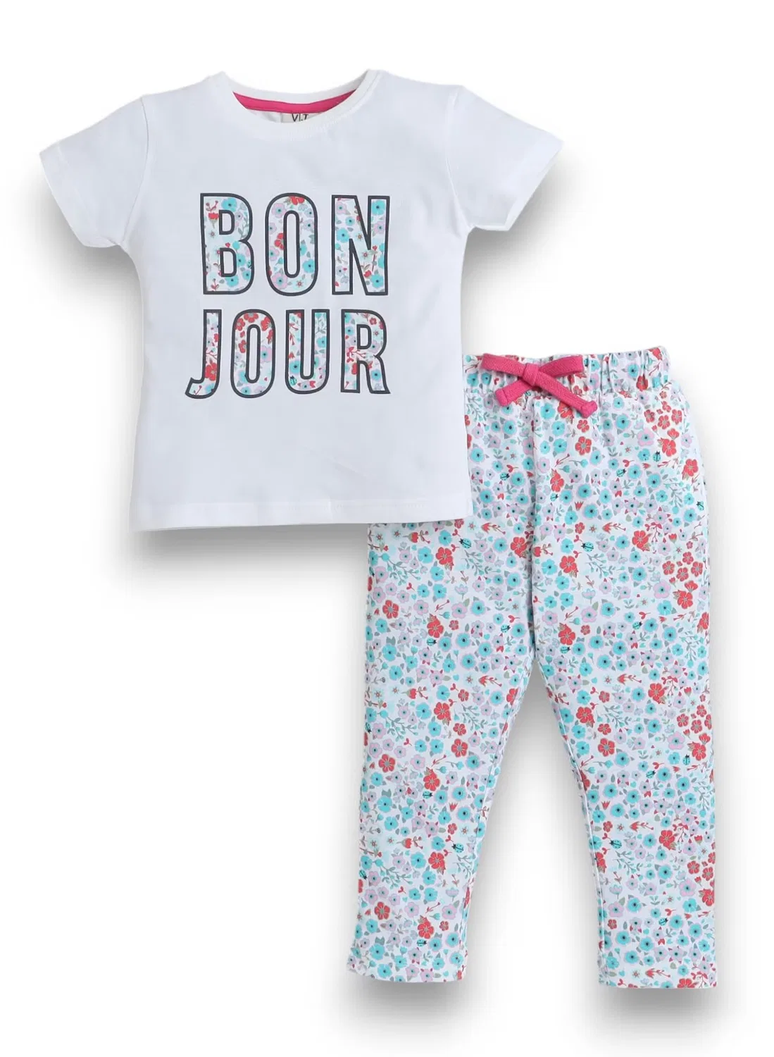Комплект пижамный с принтом, модель Printed T-Shirt and Pyjama Set Victor And Jane, белый