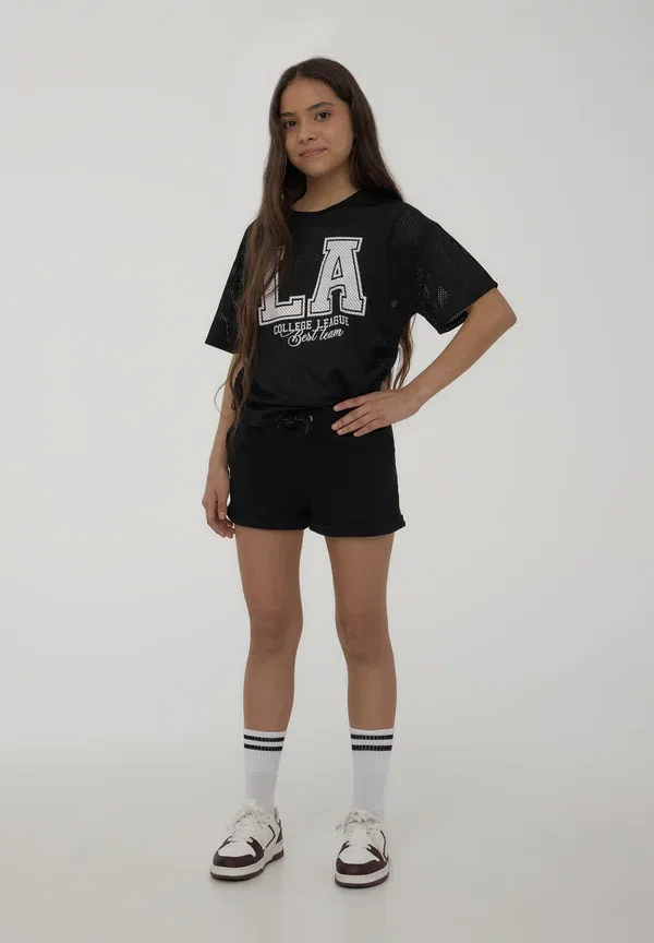 Комплект из 2 шорт на утяжке, хлопок, Pack of 2 with drawstring and turn-up - shorts, Terranova, white, белый/черный