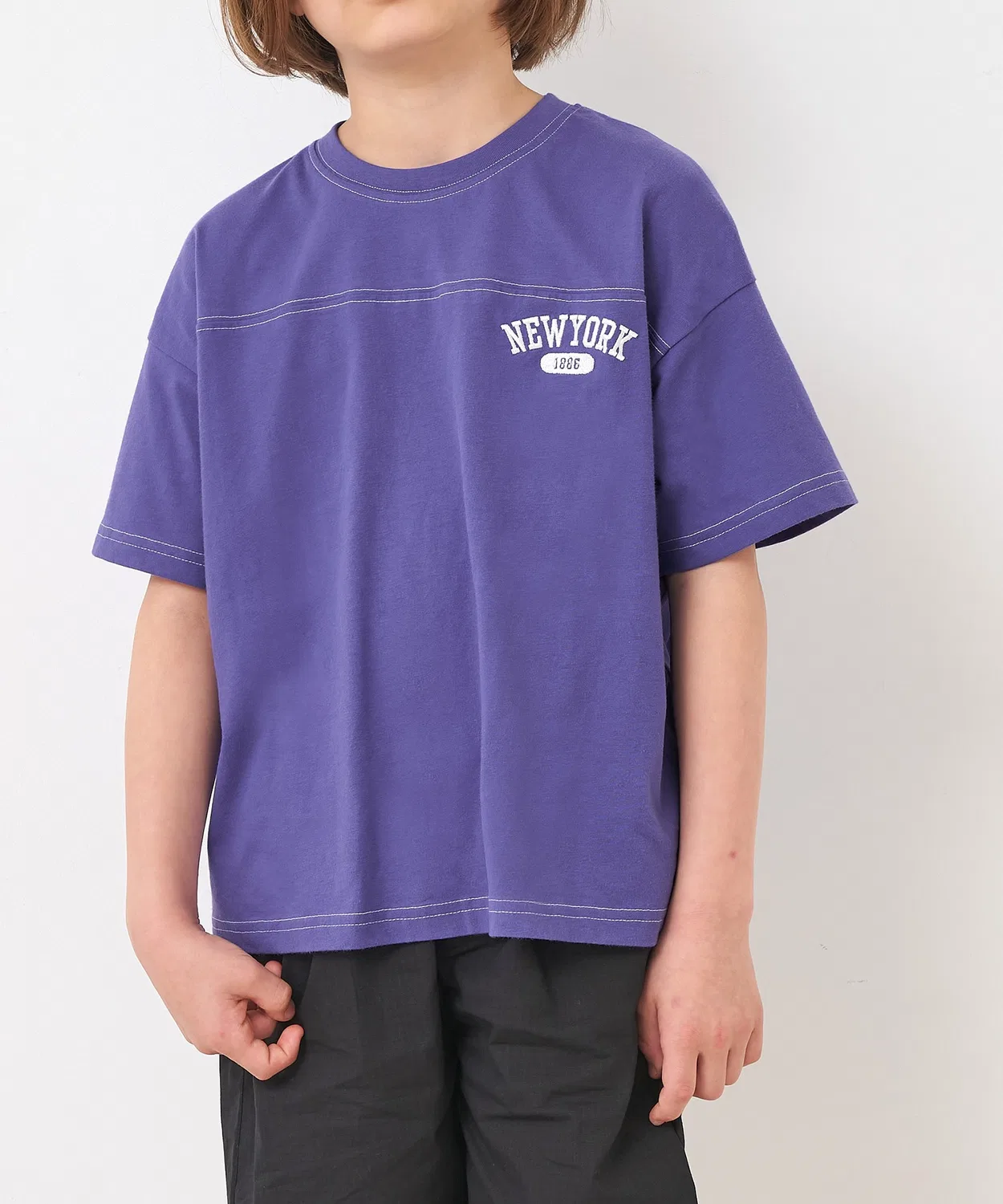 Coca（coca） Детская футболка с длинным рукавомс вышивкой Football coca, Purple — фото 4