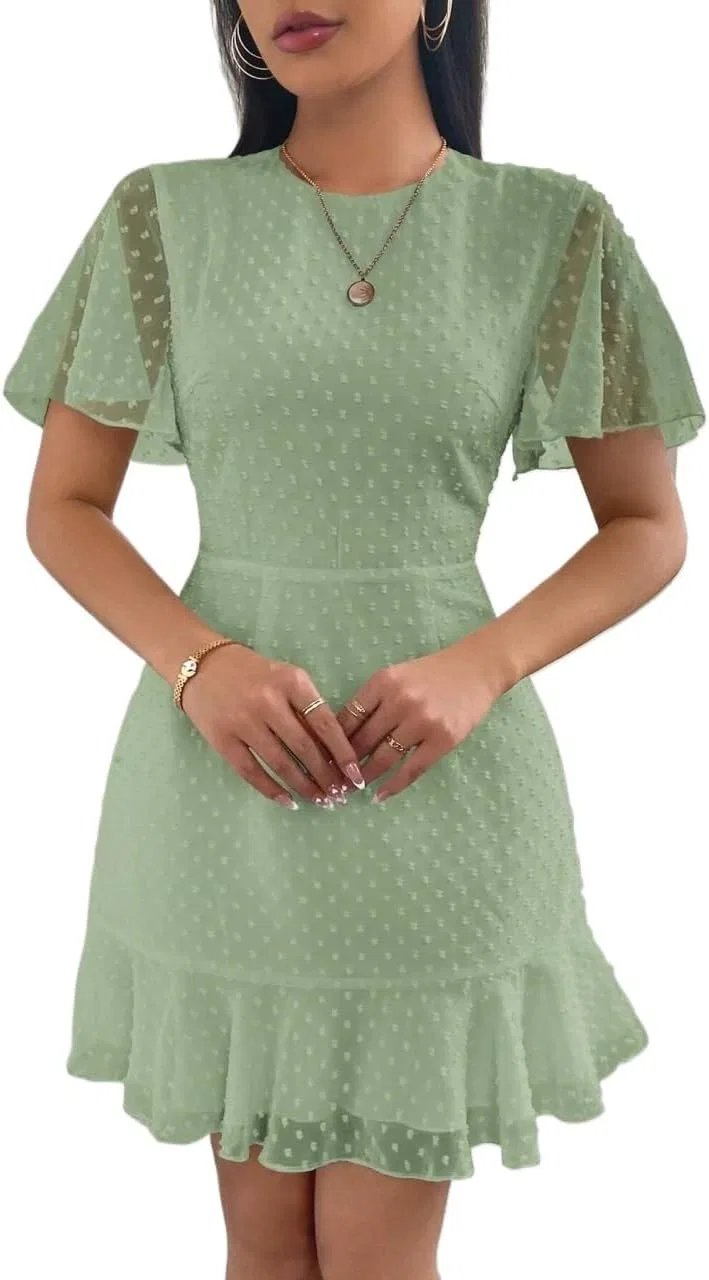 Женское летнее платье A-силуэта с воланами Mint Green