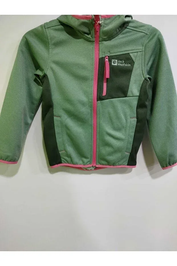 Детская куртка для девочек утепленная Active Jacket Polar Kids Jack Wolfskin, Granite Green — фото 2
