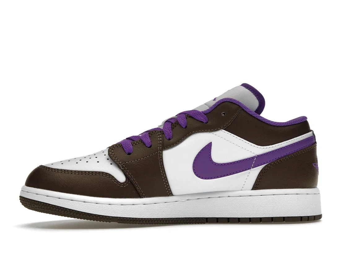 Детские кроссовки с низким верхом Jordan 1 Low Purple Mocha Jordan, Palomino/Wild Berry-White — фото 3