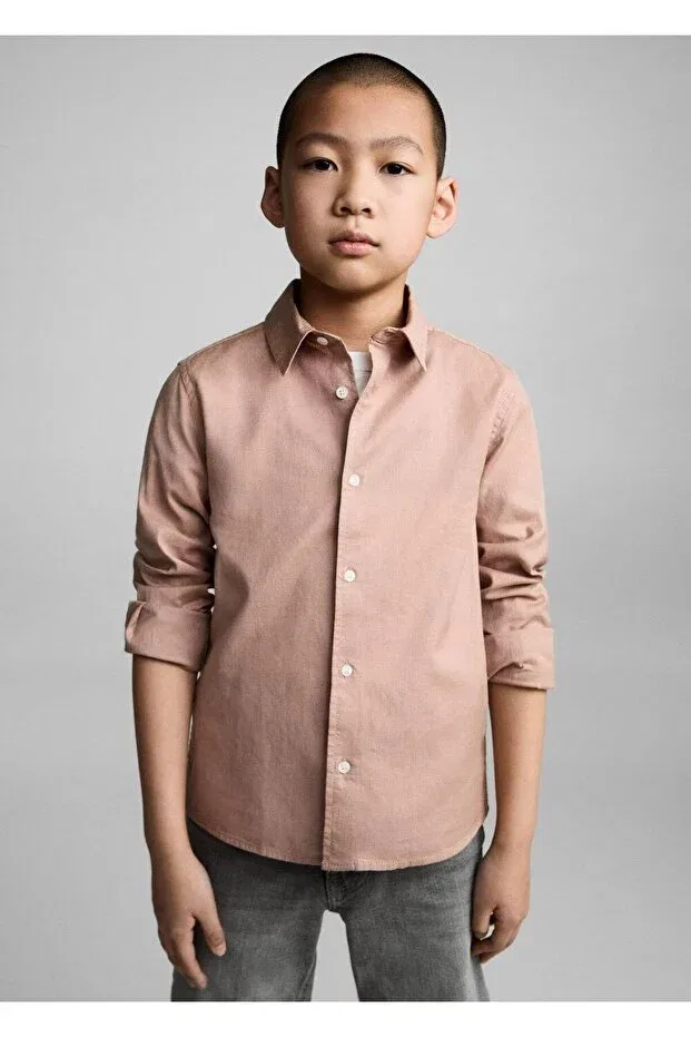 Детская рубашка для мальчиков хлопковая Mango Kids, Skin Color