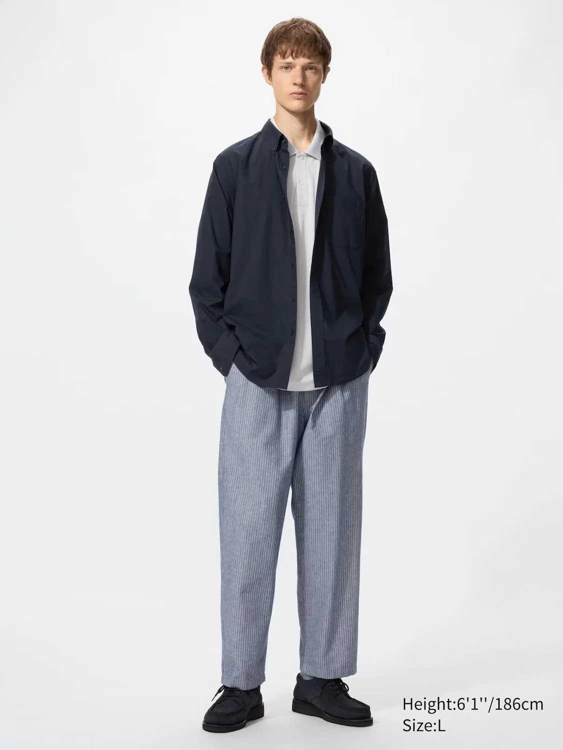 Брюки Uniqlo, укороченные, полосатые, синий