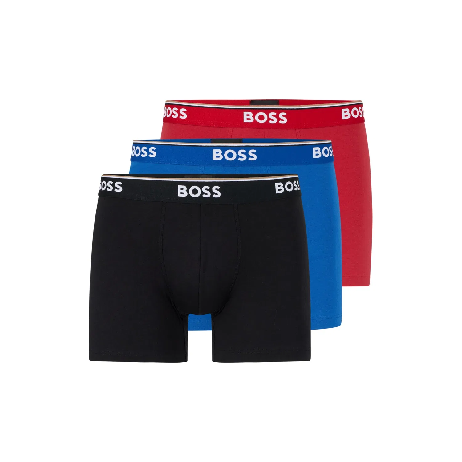Мужские боксеры из хлопка с эластаном 3er-Pack BOSS, Rot/Blau/Schwarz — фото 4