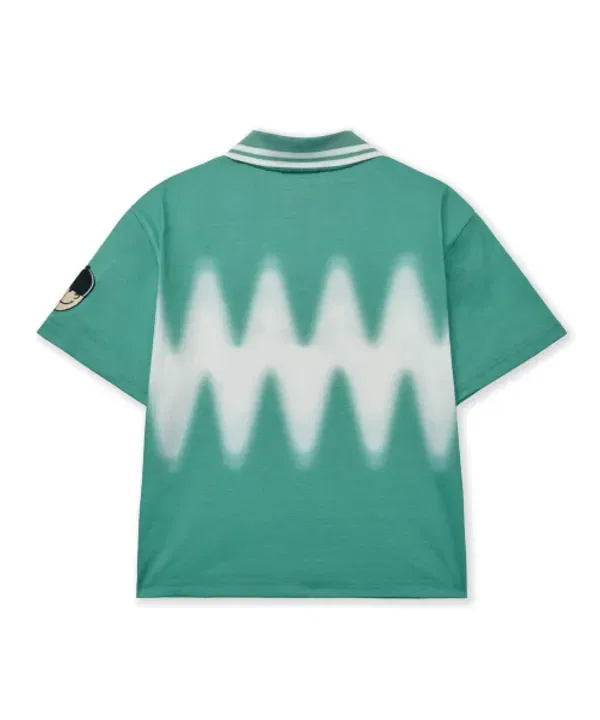 Футболка с воротником-стойкой, Kids dyeing collar tee, Brownbreath Kids, мята — фото 3