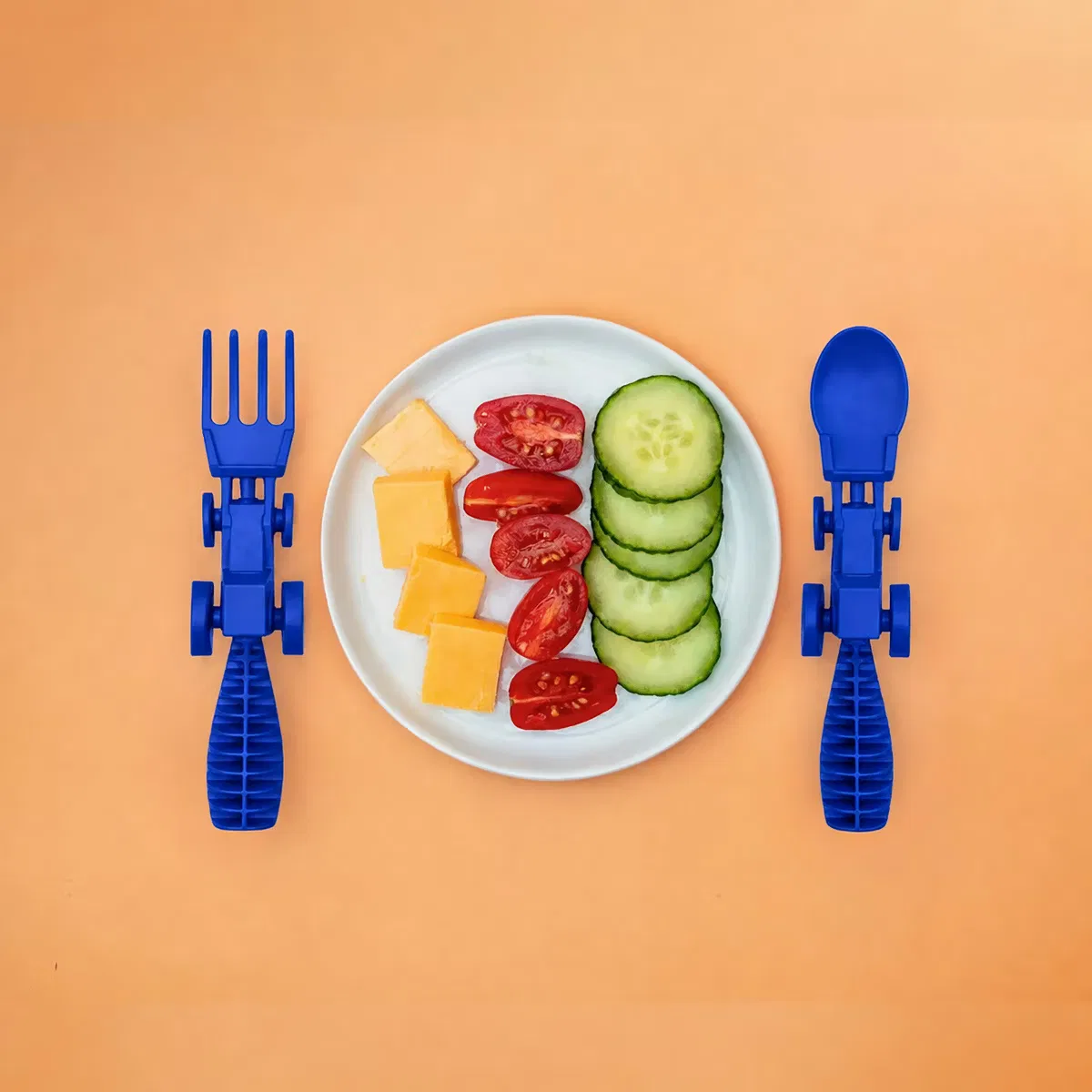 Детский набор столовых приборов 2 предмета с трактором Constructive Eating, Blue — фото 4