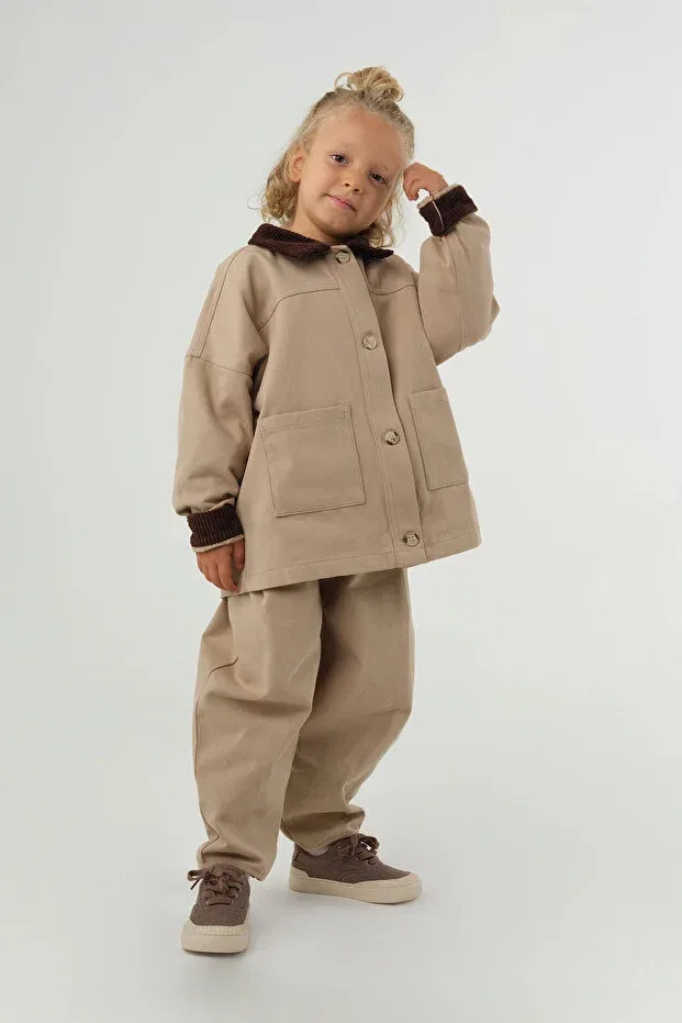 Детский жакет из вельвета с принтом Mioma Kids, Taupe — фото 3