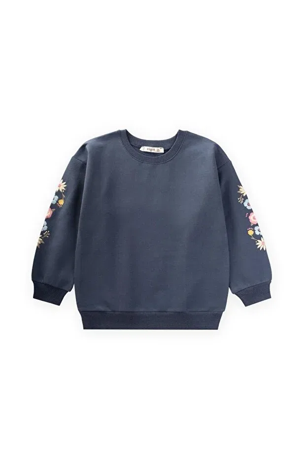 Детские свитшот для девочек с вышивкой Cigit, Navy Blue
