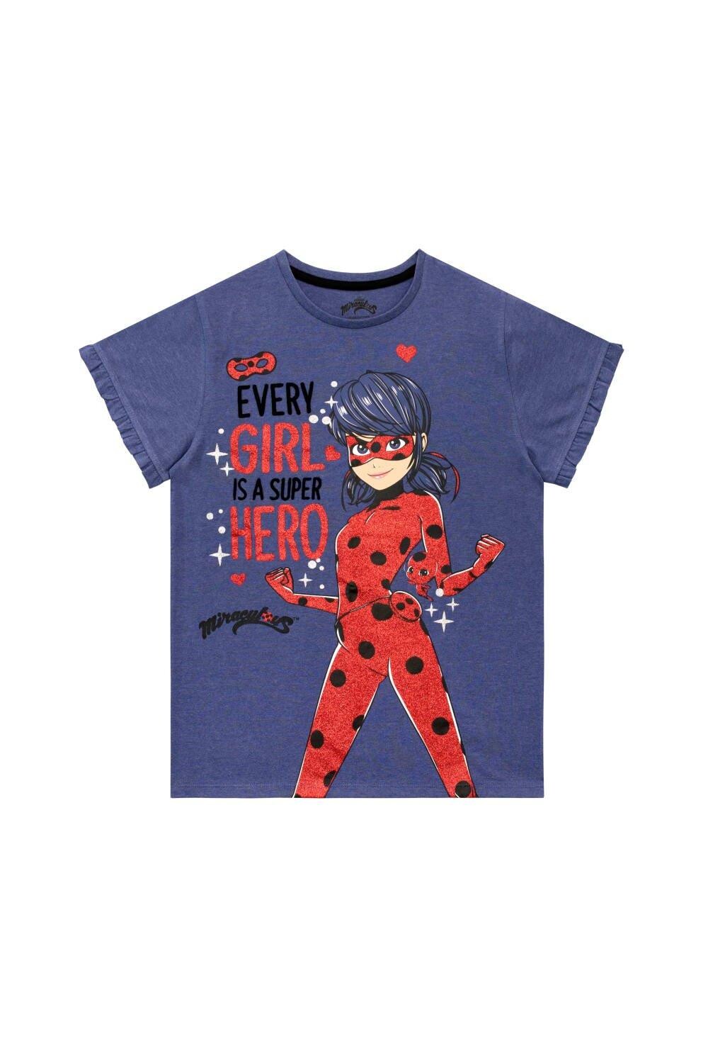 

Футболка с блестками «Божья коровка» Miraculous, синий