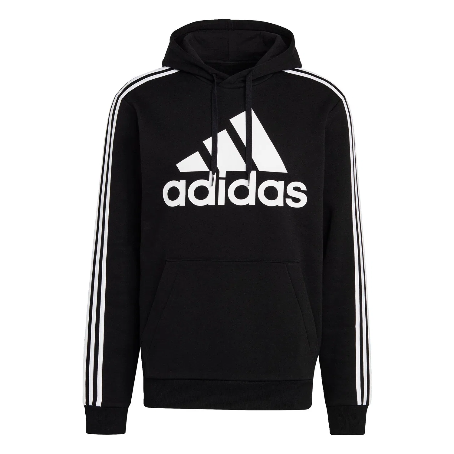 Мужское худи с флисом Essentials Fleece 3-Streifen Logo Hoodie Adidas, Schwarz Weiss — фото 2