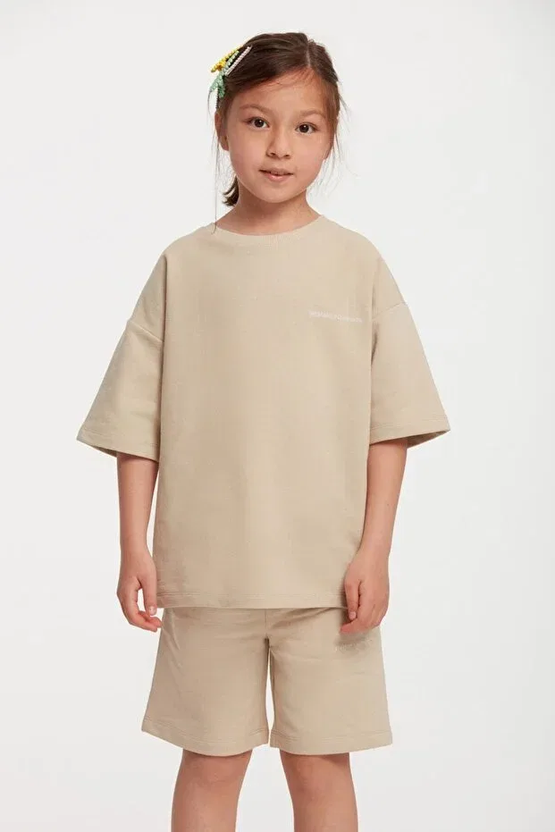 Детский спортивный комплект для девочек с вышивкой Grimelange, Beige